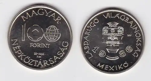 100 Forint Kupfer NickelMünze Ungarn 1985 Fussball WM Mexiko 1986 Stgl. (140630)