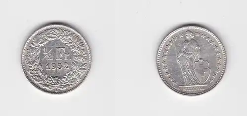 1/2 Franken Silber Münze Schweiz 1952 B (135507)