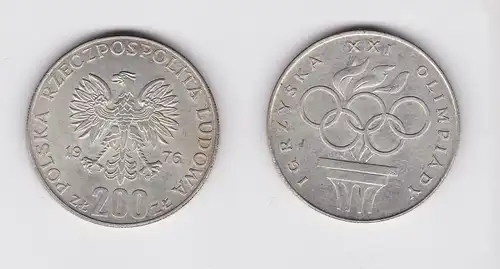 200 Zloty Silber Münze Polen Olympisches Feuer 1976 Stgl. (131461)