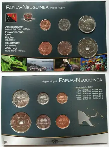 KMS Das Geld der Welt Kursmünzensatz Papua-Neuguinea 1 Toea - 1 Kina (131084)