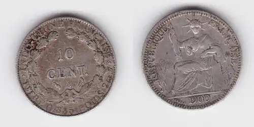 10 Cent Silber Münze französisch Indo-China 1900 A ss+ (125503)
