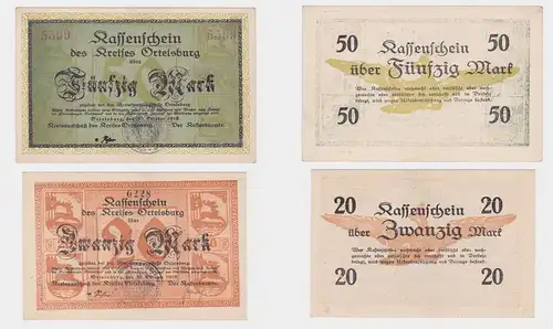 20 Und 50 Mark Banknoten Notgeld Kreis Ortelsburg Szczytno 30.10.1918 (119962)