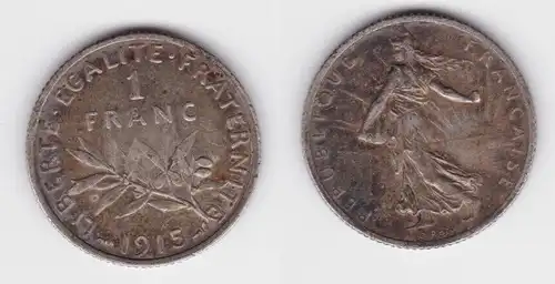 1 Franc Silber Münze Frankreich 1915 ss (126397)