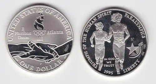 1 Dollar Silber Münze USA Olympiade 1996 Atlanta 1995 P PP (125637)