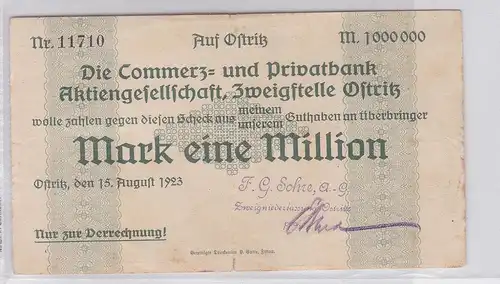 1 Million Mark Banknote Ostritz F.G.Sohre 15.08.1923 (118669)