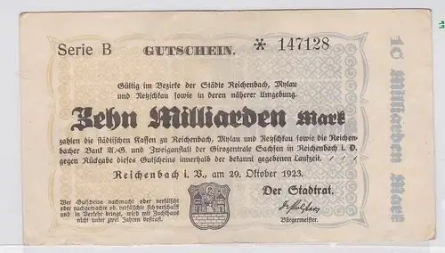 10 Milliarden Mark Banknote Reichenbach im Vogtl. 29.10.1923 (118742)