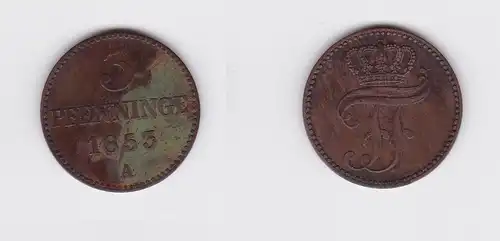 3 Pfennige Kupfer Münze Mecklenburg Schwerin 1853 A (119327)