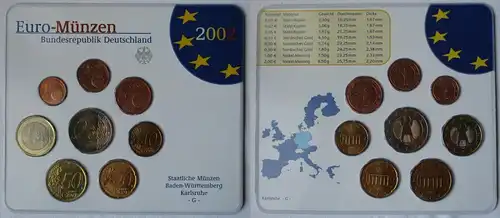 BRD KMS Kursmünzensatz Umlaufmünzenserie 2002 - G - Karlsruhe Stgl. (134998)