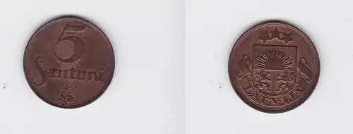 5 Santimi Kupfer Münze Lettland 1922 (118464)