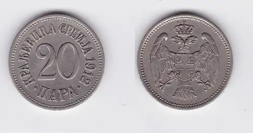 20 Para Kupfer Nickel Münze Serbien 1912 (118467)