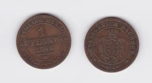 1 Pfennig Kupfer Münze Sachsen 1863 B (119290)