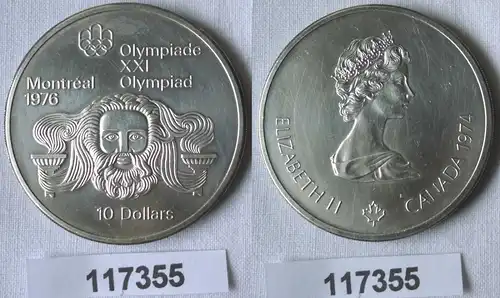 10 Dollar Silber Münze Canada Kanada Olympiade Montreal Zeuskopf 1974 (117355)
