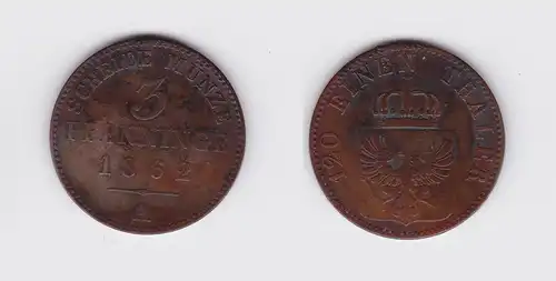 3 Pfennige Kupfer Münze Preussen 1862 A (118971)