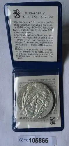 10 Markaa Silber Münze Finnland 100 Geburtstag von Juho Kusti Paasikivi (105865)