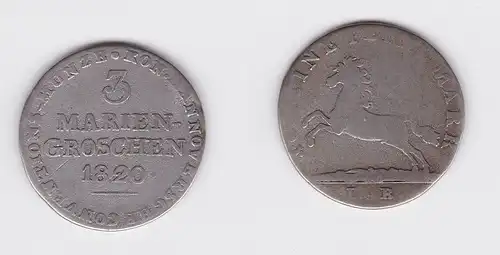 3 Mariengroschen Silber Münze Braunschweig-Lüneburg Calenberg H.1820 LB (119200)