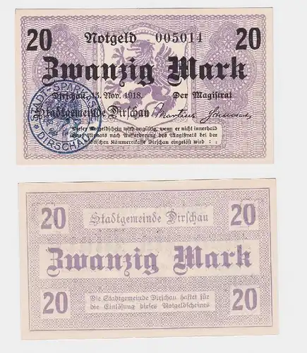 20 Mark Banknote Stadtgemeinde Dirschau Tczew 15.11.1918 (119114)