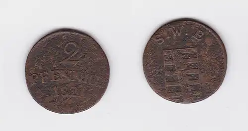 2 Pfennige Kupfer Münze Sachsen Weimar Eisenach 1821 (119292)