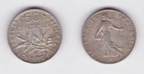 50 Centimes Silber Münze Frankreich 1915 ss (135713)
