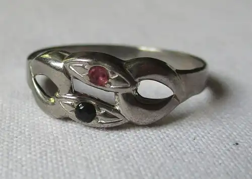 schicker 925er Sterling Silber Damen Ring mit 2 kleinen Edelsteinen (104047)