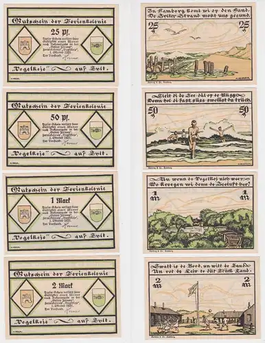 4 Banknoten Notgeld "Vogelkoje" Gemeinde Kampen auf Sylt 1.10.1921 (132008)