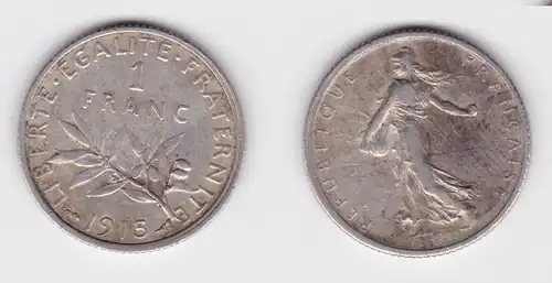 1 Franc Silber Münze Frankreich 1915 ss (131575)