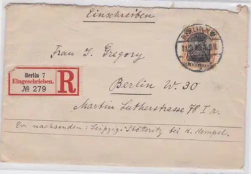74495 seltener Einschreiben Brief nach Berlin 1908