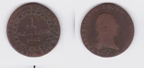 1 Kreuzer Kupfer Münze Österreich Wiener Währung 1812 B (117686)