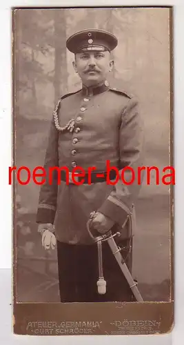 80195 Kabinettfoto Soldat Döbeln mit Degen und Schützenschnur um 1915