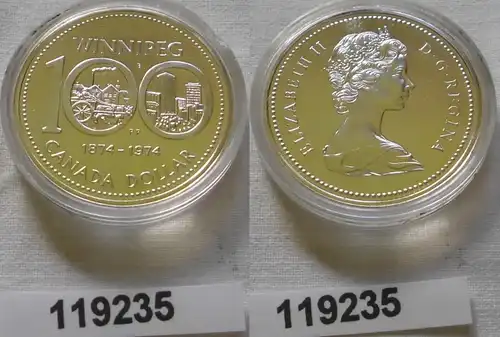 1 Dollar Silber Münze Kanada 100 Jahre Winnepeg 1974 (119235)