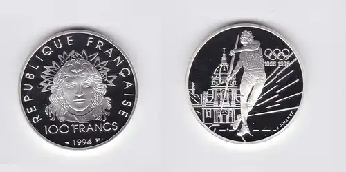 100 Franc Silber Münze Frankreich 1994 100 Jahre olympische Spiele 1996 (118518)