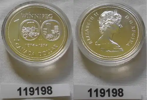 1 Dollar Silber Münze Kanada 100 Jahre Winnepeg 1974 (119198)
