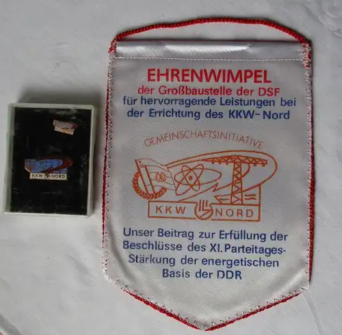 DDR Abzeichen KKW Nord + Ehrenwimpel der Großbaustelle der DSF (112243)