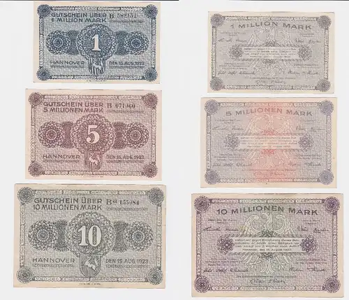 3 Banknoten Handwerkskammer der Provinz Hannover 15.August 1923 (117359)
