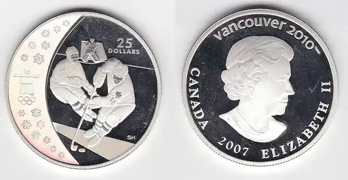 25 Dollar Silber Münze Canada Kanada Vancouver Eishockey 2010 (108894)