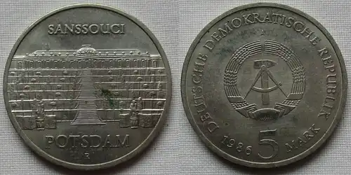 DDR Gedenk Münze 5 Mark Potsdam Sanssouci 1986 vorzüglich plus (143788)