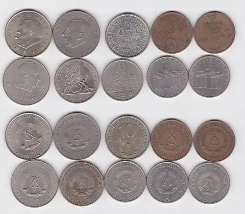 10 x DDR Gedenk Münzen 5,10 und 20 Mark Pieck, Thälmann,Weltfestspiele (136769)