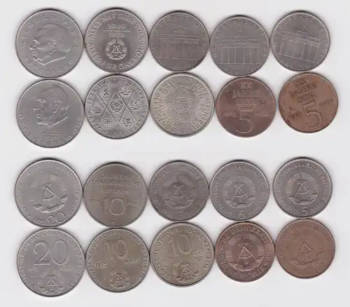 10 x DDR Gedenk Münzen 5,10 und 20 Mark Pieck, Thälmann,Weltfestspiele (134194)