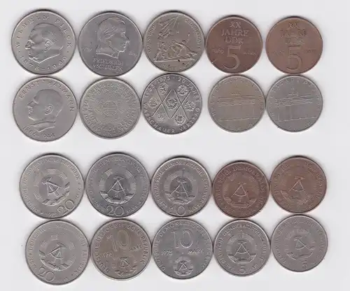 10 x DDR Gedenk Münzen 5,10 und 20 Mark Pieck, Thälmann, Buchenwald (135670)