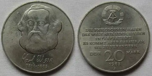 DDR Gedenk Münze 20 Mark Karl Marx 1983 vz (141875)