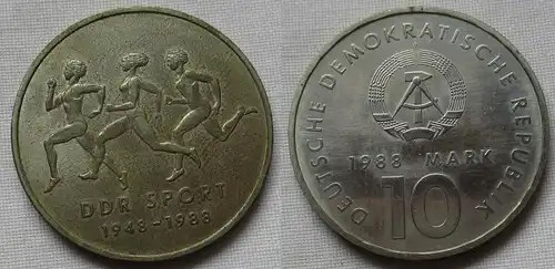 DDR Gedenk Münze 10 Mark 40 Jahre DDR Sport 1988 vz (140101)