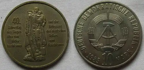 DDR Gedenk Münze 10 Mark 40 Jahre Kriegsende 1985 vz (145688)