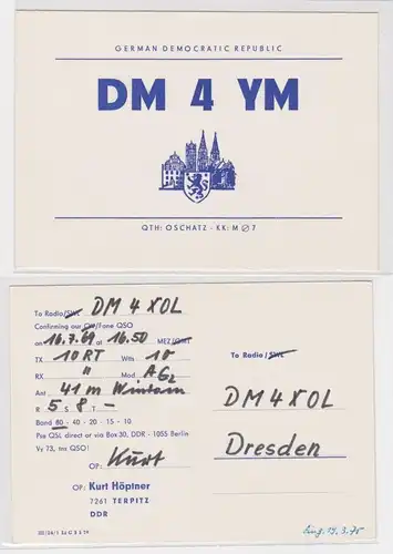 20033 QSL Karte Amateur Funker DDR Oschatz mit Stadtwappen 1969