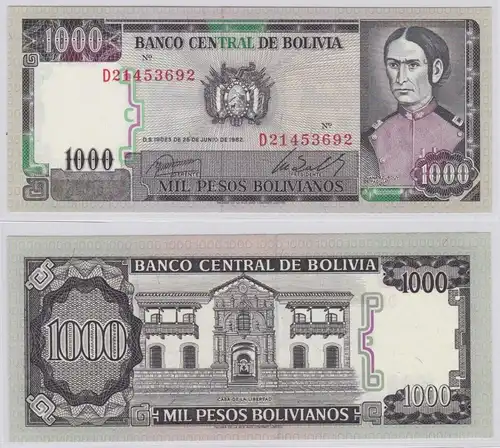 1000 Bolivianos Banknote Bolivien Bolivia 1982 Pick 167 bankfrisch UNC (162783)