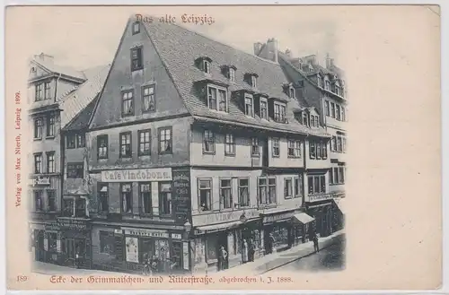 901685 Ak Das alte Leipzig - Ecke Grimmaischen- und Ritterstraße um 1900