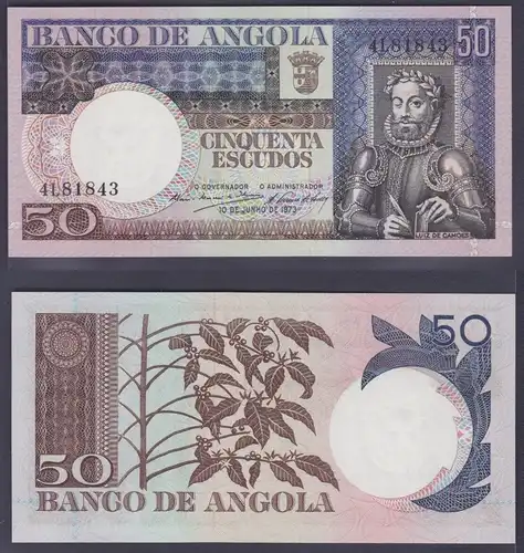 50 Escudos Banknote Angola 1973 kassenfrisch (158830)