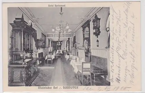 82690 Ak Hannover Hotel Rheinischer Hof Speisesaal 1912