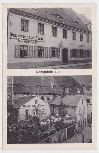 97166 Mehrbild Ak Königstein Elbe Restaurant zur Sonne 1928