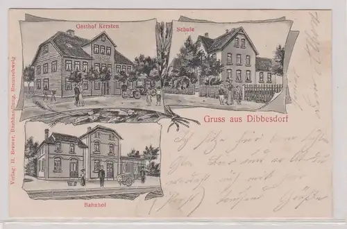 900054 Mehrbild Ak Gruß aus Dibbesdorf Gasthof, Bahnhof, Schule 1909