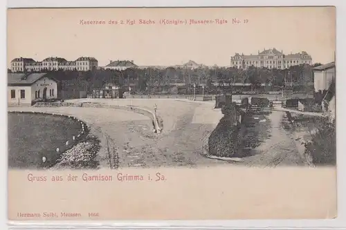 62169 Ak Gruß aus der Garnison Grimma in Sachsen Kasernen 1916