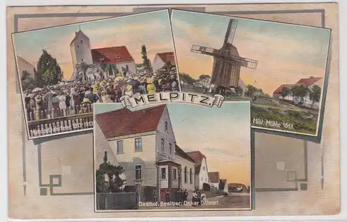 39222 Mehrbild Ak Melpitz Windmühle, Gasthof, Hundertjahrfeier 1813-1913, 1919